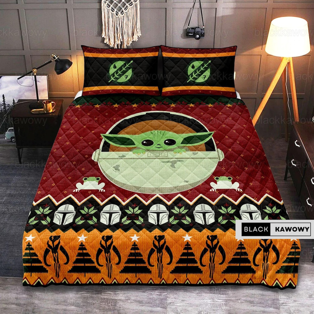 Christmas Baby Yoda Quilt Bed Set Baby Yoda Quilt Set Star Etsy