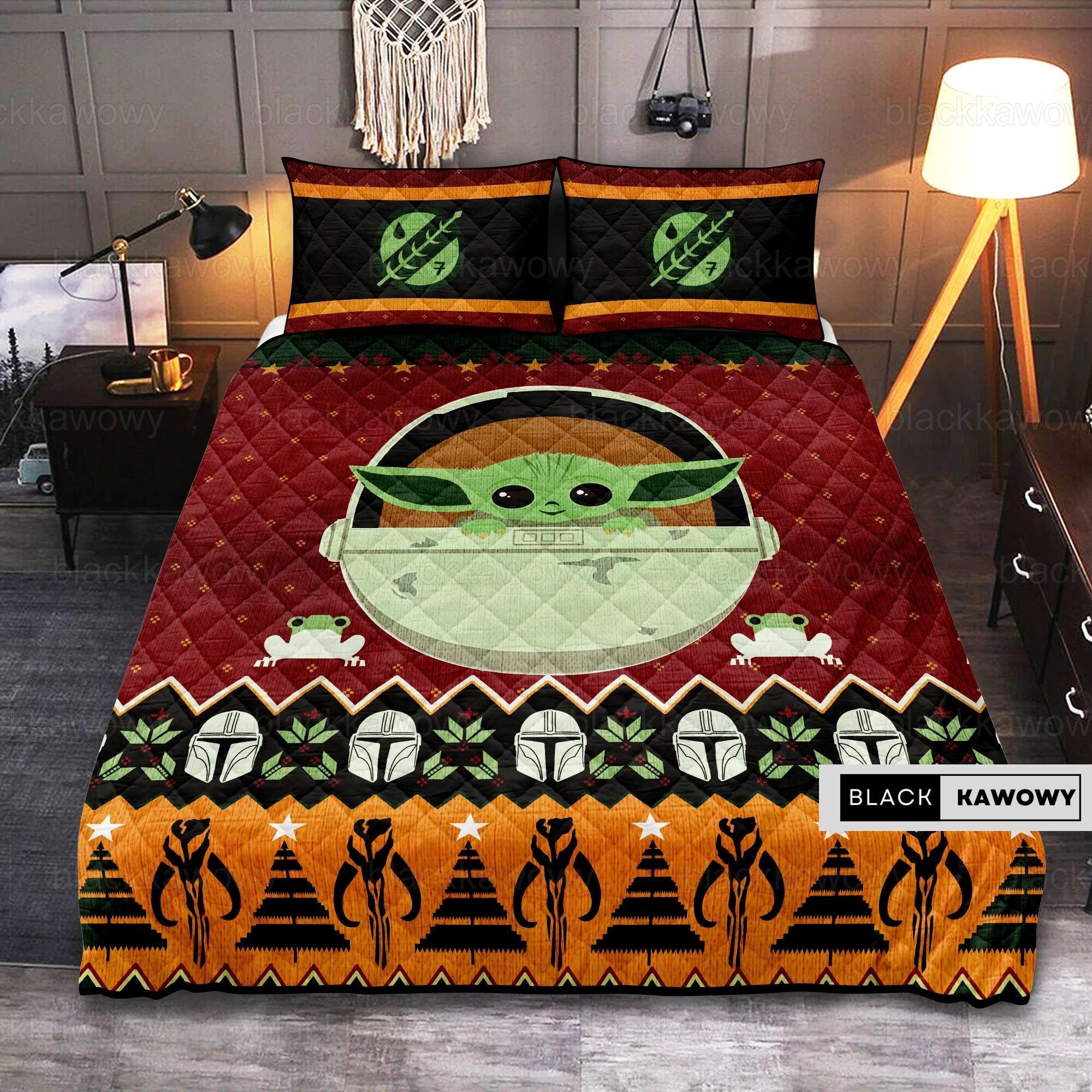 Christmas Baby Yoda Quilt Bed Set Baby Yoda Quilt Set Star Etsy