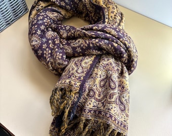 Hand-Loomed Yak Wool Blend Shawl: Yoga meditation warp Travel throw ideal gift f5