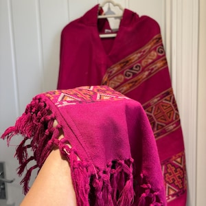 Handmade Wool Poncho: Fair Trade Warp Boho outer wear Travel Yoga cardigan ideal gift p1