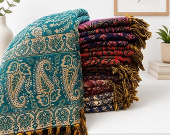 Handmade Floral pattern Wool shawl: Yoga meditation Warp Travel camping throw