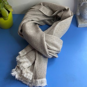 Handmade Wool Scarf: Soft Brown Pashmina Shawl
