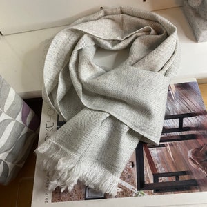 Handmade Wool Scarf: Light Silver Pashmina Stole