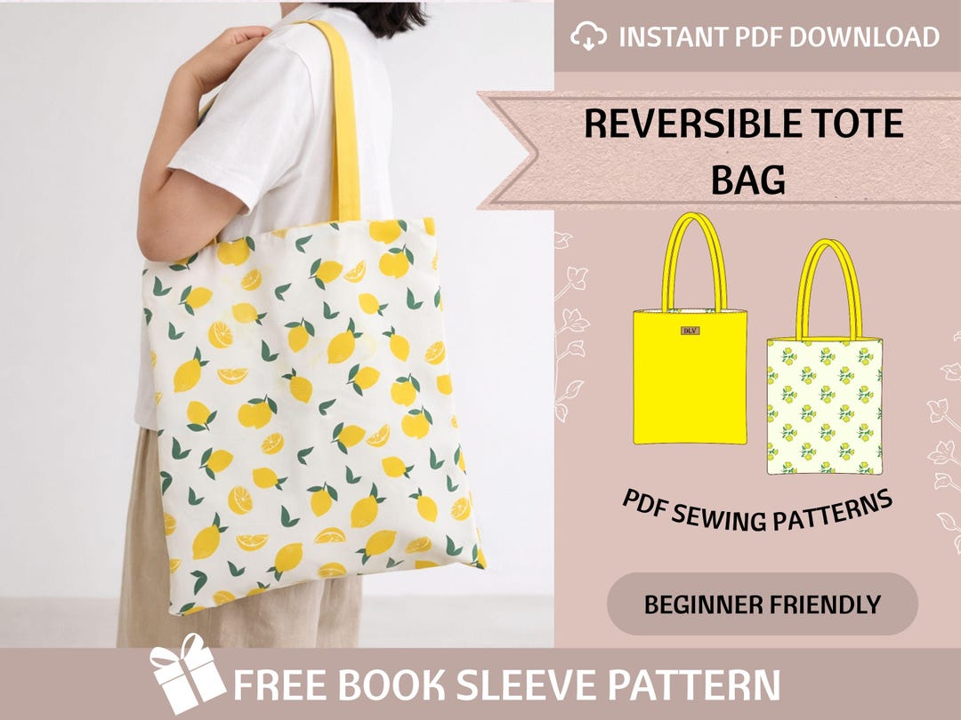 Reversible Tote Bag Sewing Pattern: Beginner-friendly, 3 Sizes (PDF ...