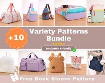10 Anfänger Schnittmuster-Bundle: Reisetasche, Rucksack, Tragetuch, Haustiertaschen (Digitaler Download)