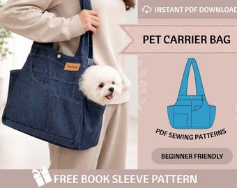 Tier Tragetasche PDF Schnittmuster / Kleine Hunde Katzen Umhängetasche / Anfänger Schnittmuster / Easy Bag Schnittmuster (3 Größen)