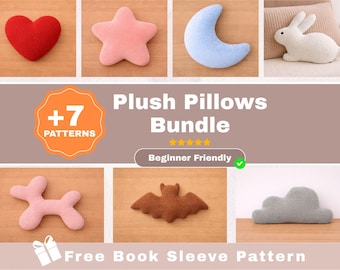 Plüsch-Kissen Schnittmuster-Bundle: Herz, Stern, Mond, Hund, Hase, Fledermaus Digitaler Download