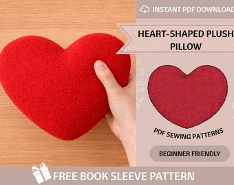 Herz Plüsch-Kissen Schnittmuster: anfängerfreundlich, 2 Grössen (PDF Pattern)