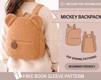 Mickey Rucksack Schnittmuster / Rucksack-Muster / Anfänger-Muster / Süßer kleiner Rucksack / PDF Schnittmuster / Tasche Schnittmuster