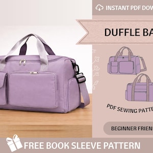 Duffle Bag Sewing Pattern with Shoe Compartment (PDF Download)