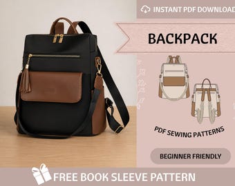 Schnittmuster Rucksack-Schnittmuster: Fortgeschrittene Nähmaschine, funktionales Design (PDF Download)