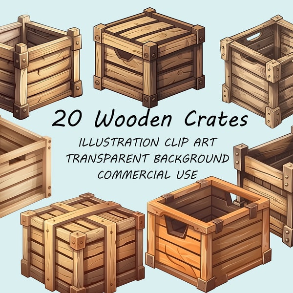 Wooden Crate Box Clipart, Commercial Use, Illustration Wood Box PNG,Crate Painting, Scrapbooking, Wood, Art, Game Icon, Storage