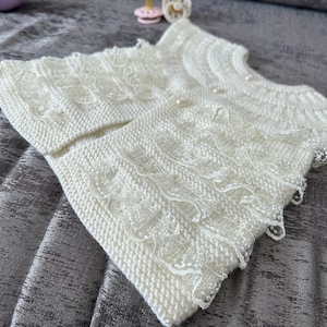 Lace baby girl vest, Hand knitted baby waistcoat
