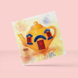 Gelbe Teekanne Karte / Retro Toy Karte