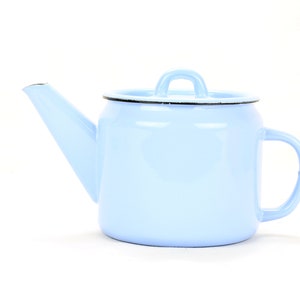 Handmade enamel Teapot | Light blue Kettle | Vintage desigh enamel Jug | Coffee Pot