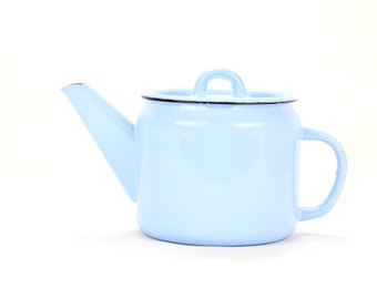 Handmade enamel Teapot | Light blue Kettle | Vintage desigh enamel Jug | Coffee Pot