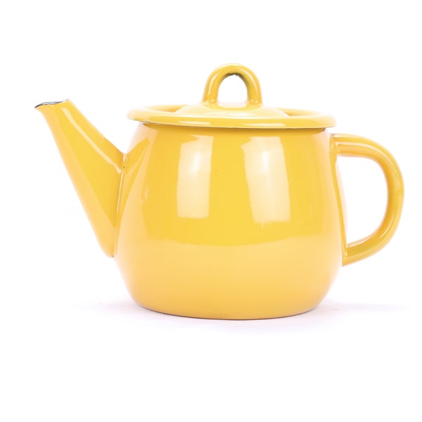 Enamel Yellow Teapot Etsy UK