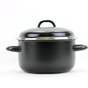 Black Enamel cookware cooking pot with lid vintage kitchenware nonstick pots