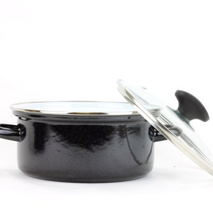 Black Sauce pan skillet frying pan with the lid ENAMEL cookware