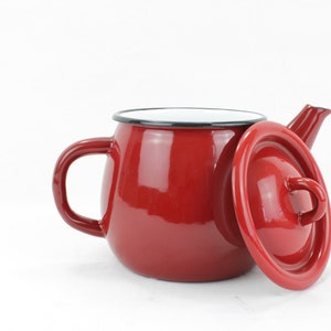 Enamel coffee pot |  Red Teapot |  Handmade coffee kettle |  Vintage Jug | Vintage kettle