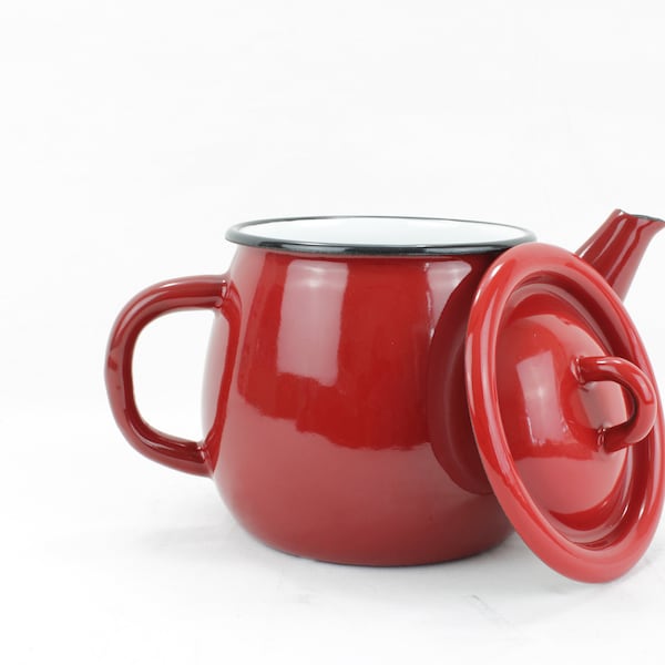 Enamel coffee pot |  Red Teapot |  Handmade coffee kettle |  Vintage Jug | Vintage kettle