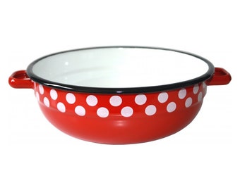 Big red enamel bowl