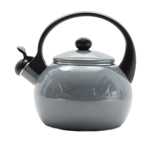 Bouilloire moderne grise en émail pour induction, gaz ou el.