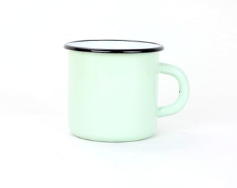 Enamel cup | Small coffee mug | Camping and hiking mug | Green enamel cup  | Traveling cups