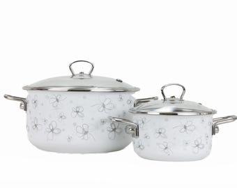 Big cooking pot with flowers modern art kitchen cookware