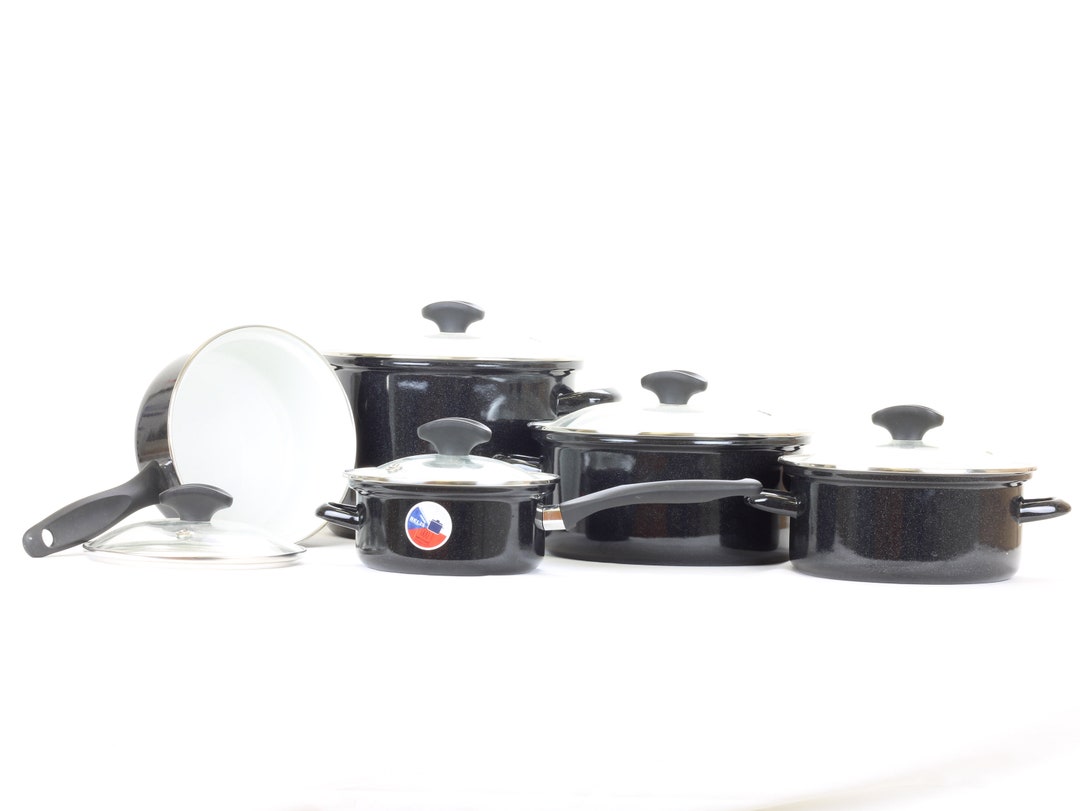 Cookware Cooking Pots Set, Set of Cooking Pots Saucepans and Pans Black