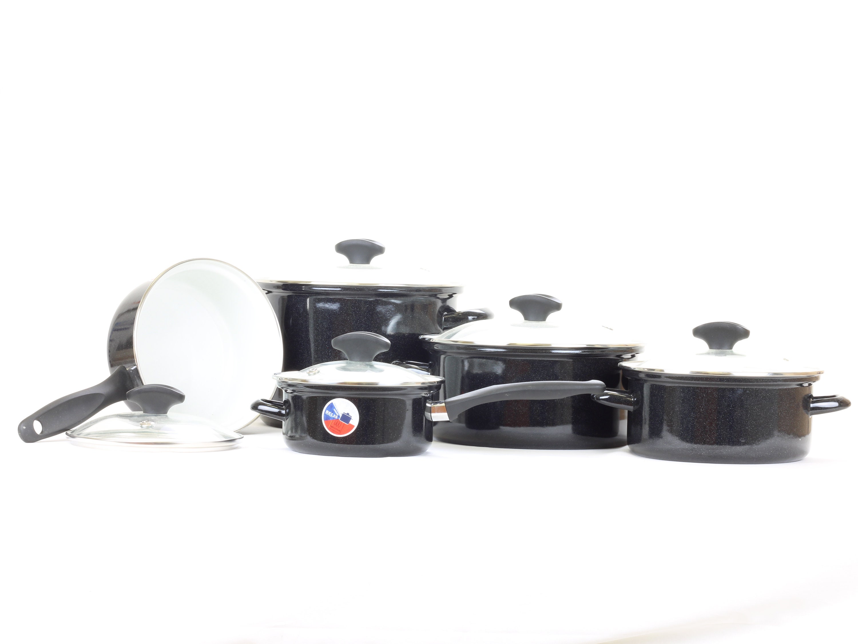 Cookware Cooking Pots Set, Set of Cooking Pots Saucepans and Pans Black