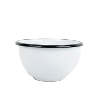 White Enamel Bowl, salad fruit kitchen bowl enamelware, noodle bowl dipping bowl 0.35l