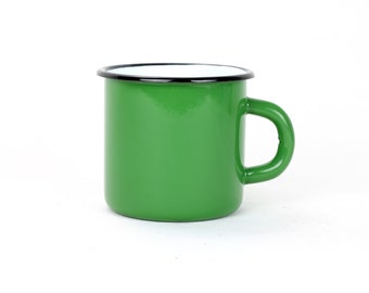 Enamel mug Green enamel cup Coffee cup Tea mug Enamel camping cups