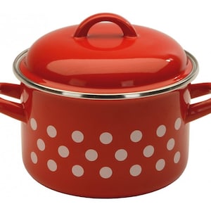 Big red cooking pot enameled