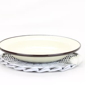 Enamel cream plate oval dish enamelware Handmade enamel dishes vintage plates