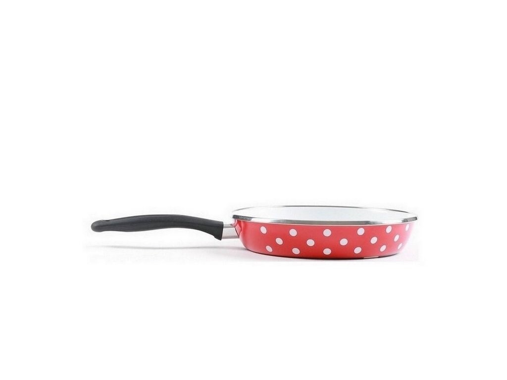 Red enamel pan with dots Frying Pan Enamelware Skillet