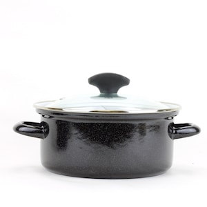 Saucepan Kitchenware Enamel pot with the lid Black cookware