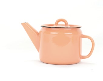 Handmade enamel Teapot | Orange Kettle | Vintage design enamel Jug | Coffee Pot