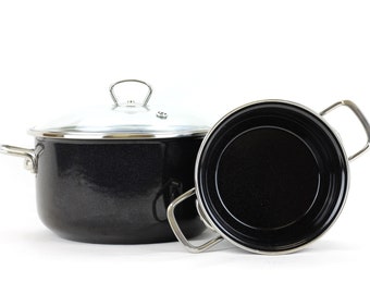 Schwarz Elegante Emaille Kochtopf Küchenutensilien Köche Antihaft Kochgeschirr