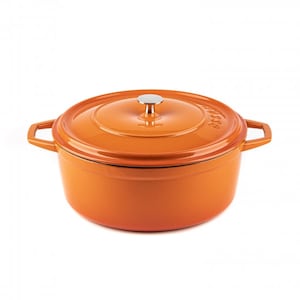 Big red or orange cooking pot made of cast iron steel cookware 6l 202oz!