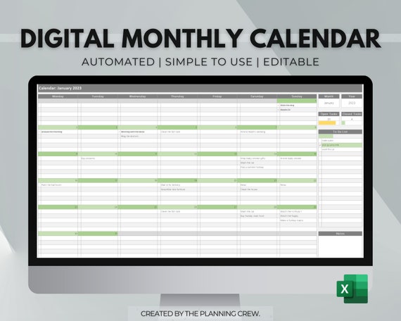 Excel Calendar Planner Editable Automated Calendar Task Manager  Productivity Tracker to Do List Reusable Monthly Schedule - Etsy