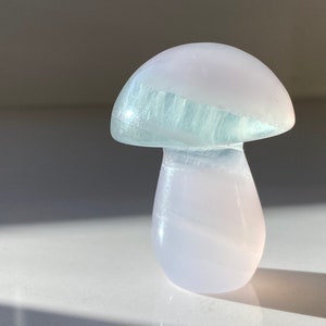 Lavender fluorite mushroom carving
