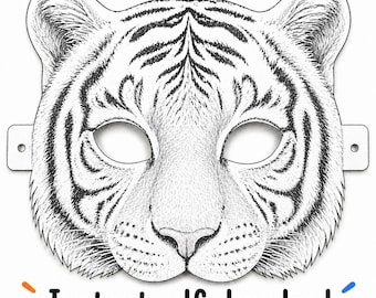 Tiger Mask Base Printable Mask for Kids | Animal Party Mask | Color Your Own Tiger Mask | Preschool Printable Activity | Indoor Kids Craft