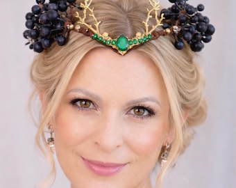 Corona élfica, tiara del bosque, tocado de fantasía, feria renacentista, accesorio de cosplay de elfo wiccano