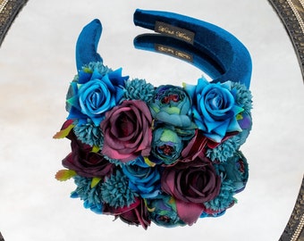 Serre-tête turquoise turquoise fascinateur jade bordeaux Bandeau floral Bibi bleu sarcelle pour la mère de la mariée Mini-chapeau bleu foncé halo
