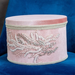 Roze fluwelen bruiloft aandenken doos Couture lovertjes kant ronde geschenkdoos hoeden