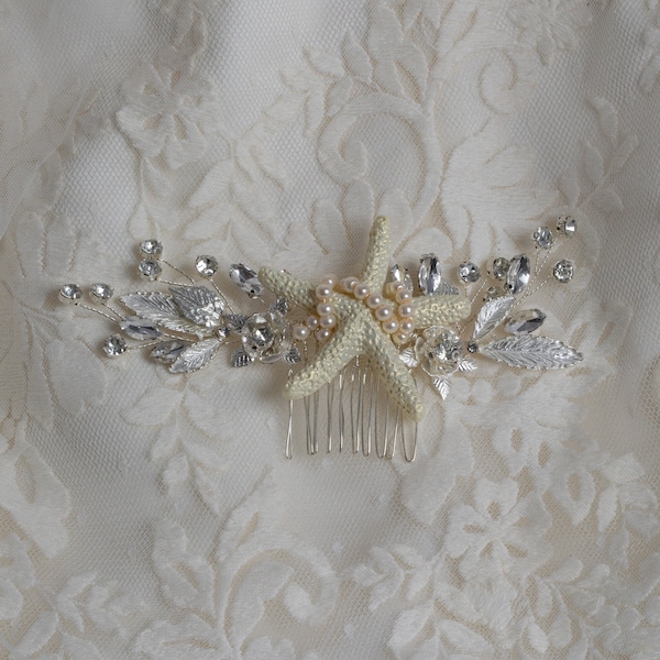 Bridal hair piece Beach accessories for wedding Prom crystal hair comb Wedding hair piece Bridal jewelry Bridal headpiece Starfish headpiece