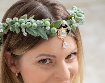 Elf crown Elven circlet Rene faire accessories Adult fairy halo Circlet headpiece Woodland fairy crown Green Leaf Crown Woodland circlet