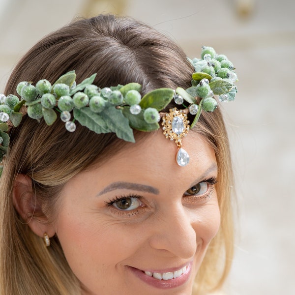 Couronne d'elfe Cercle elfique Rene faire accessoires Halo de fée adulte Casque de cercle Couronne de fée des bois Couronne de feuille verte Cercle des bois