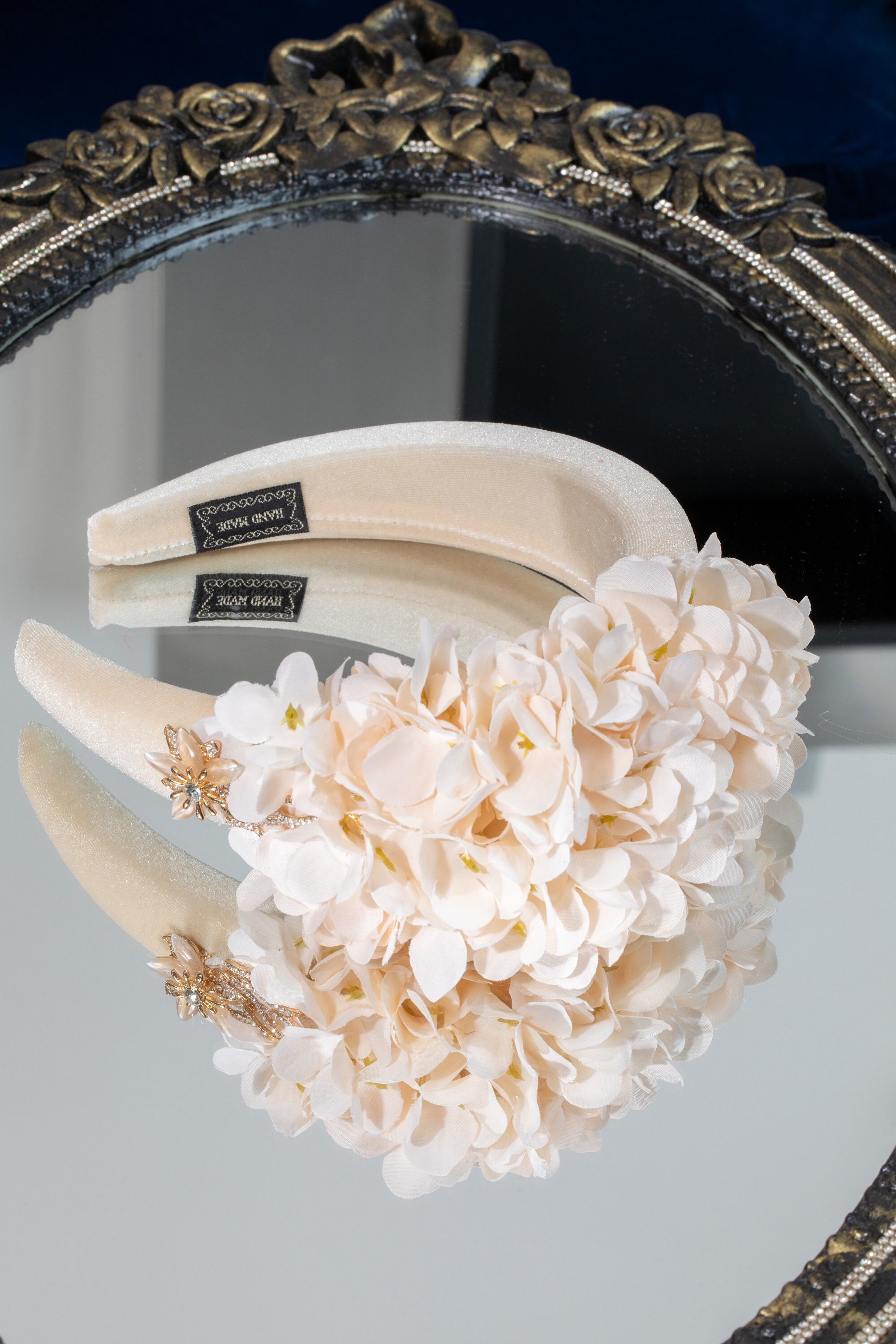 Gorgeous Wedding Elegant Cream Floral Headband Ivory and Co Wildflower Ceramic and Pearl Floral Wedding  main image 3